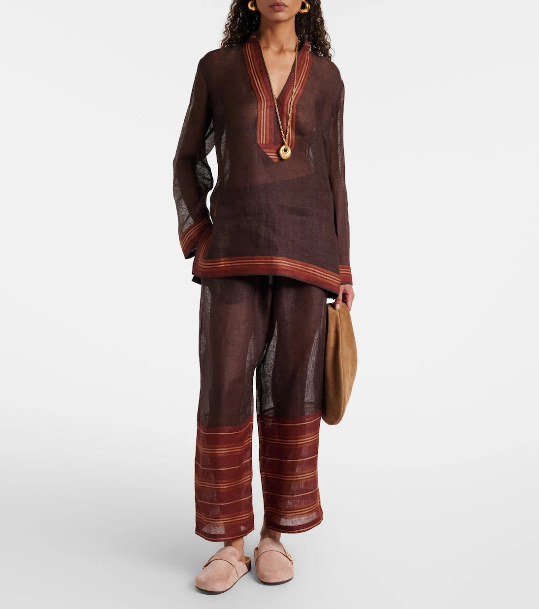 Tory Burch - Striped cropped linen pants