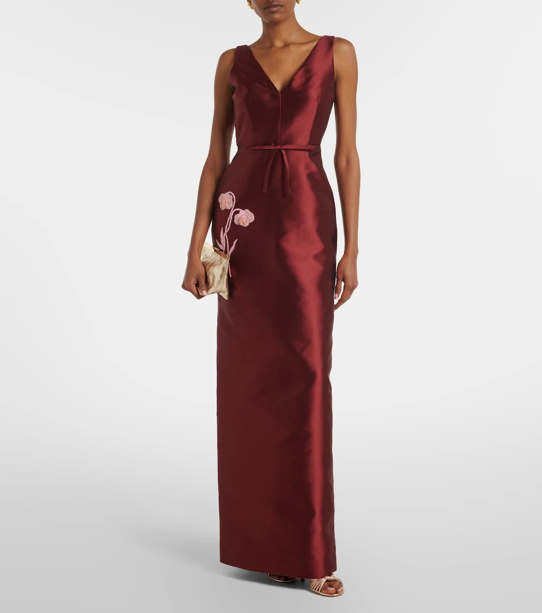 Erdem - Floral-appliqué satin gown