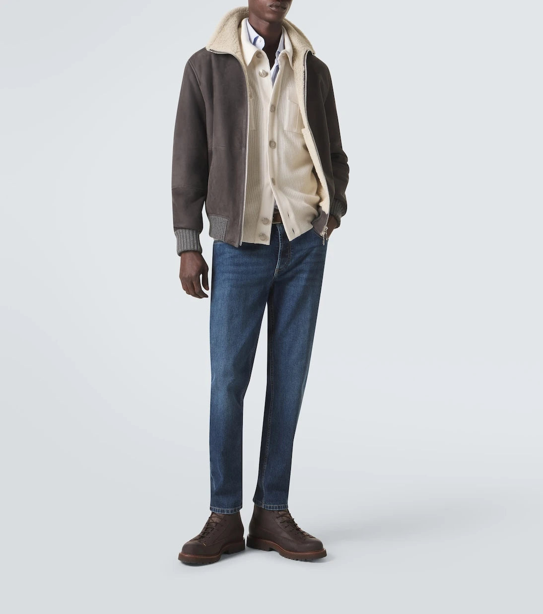 Brunello Cucinelli - Cashmere-trimmed shearling blouson jacket