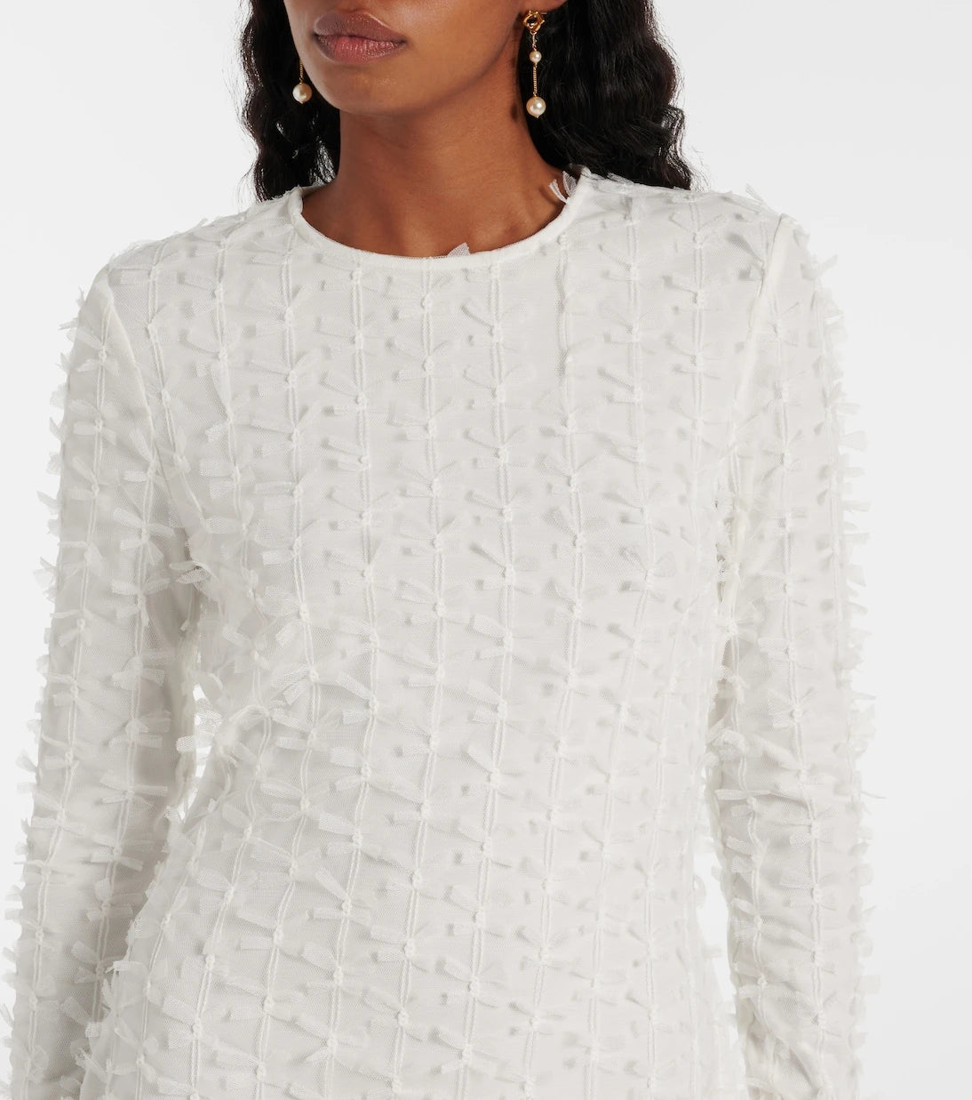 Rotate - Bridal bow-detail mesh minidress