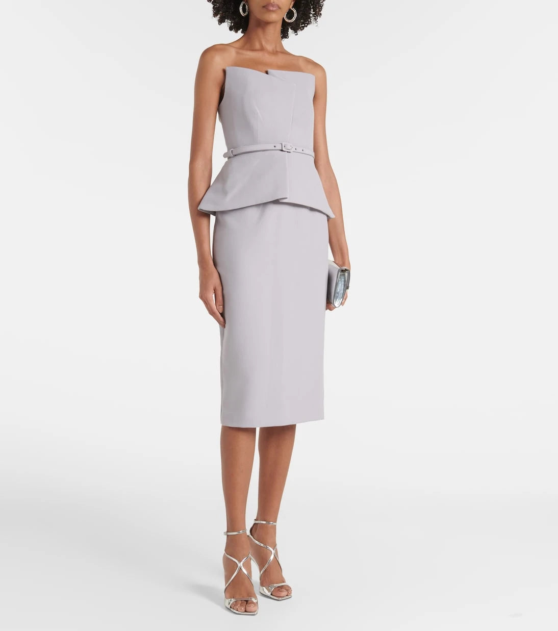 Roland Mouret - Asymmetric strapless peplum crêpe top