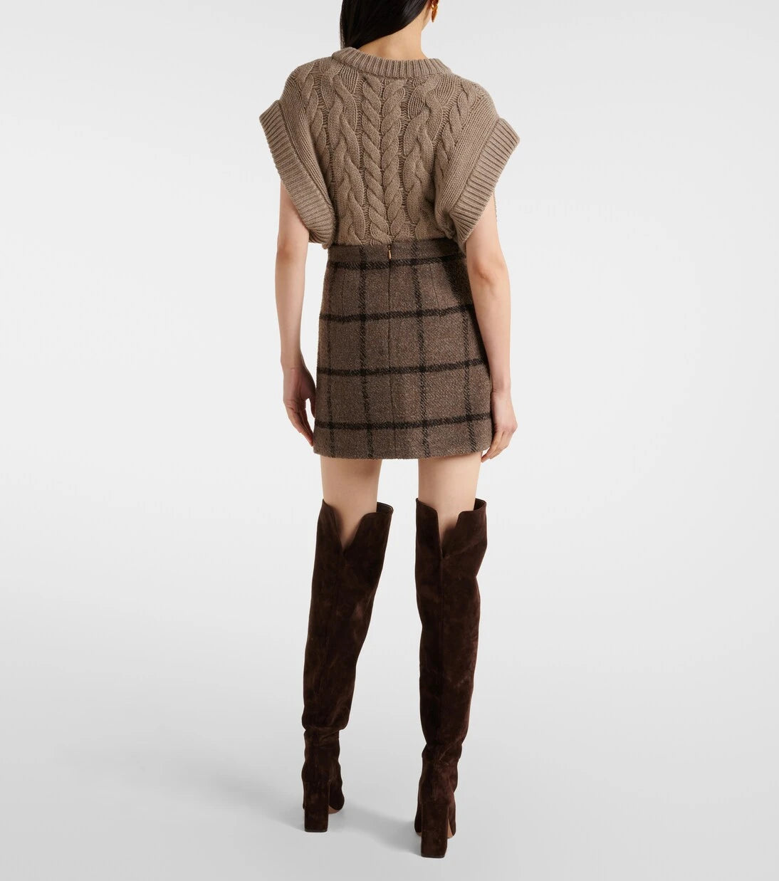Patou - Checked wool-blend tweed miniskirt