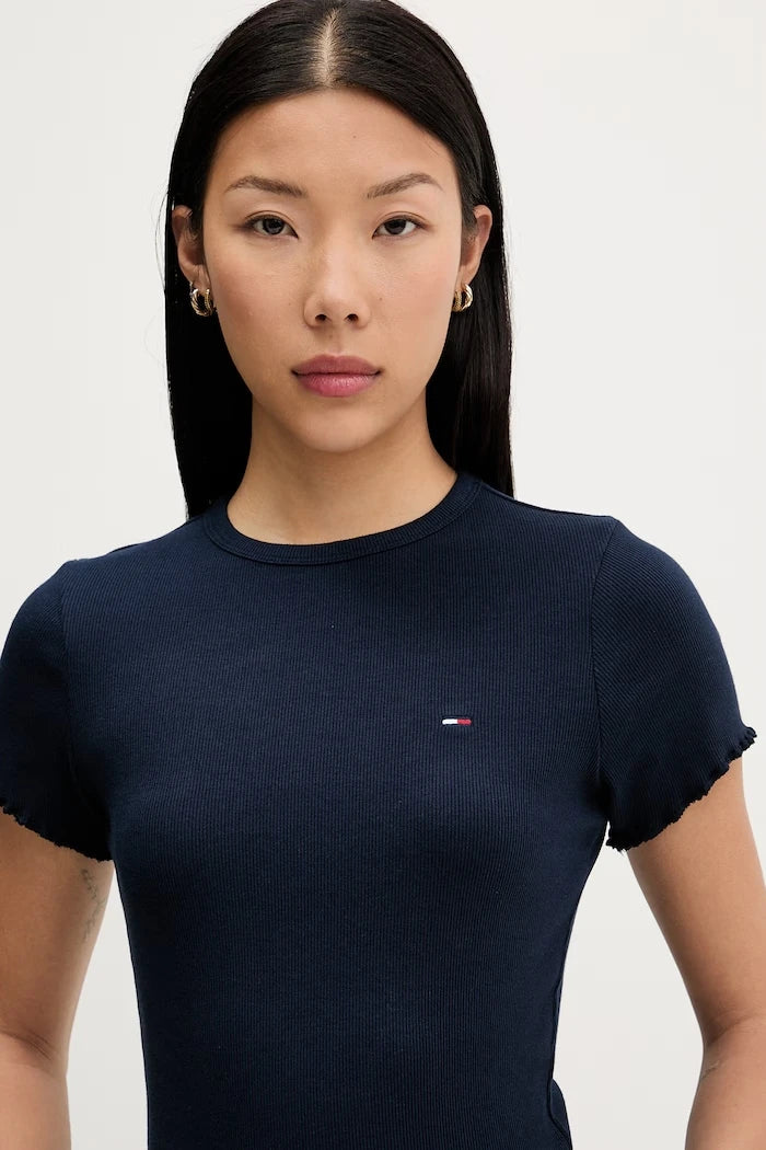 Tommy Jeans kadın pamuklu elastan tişört