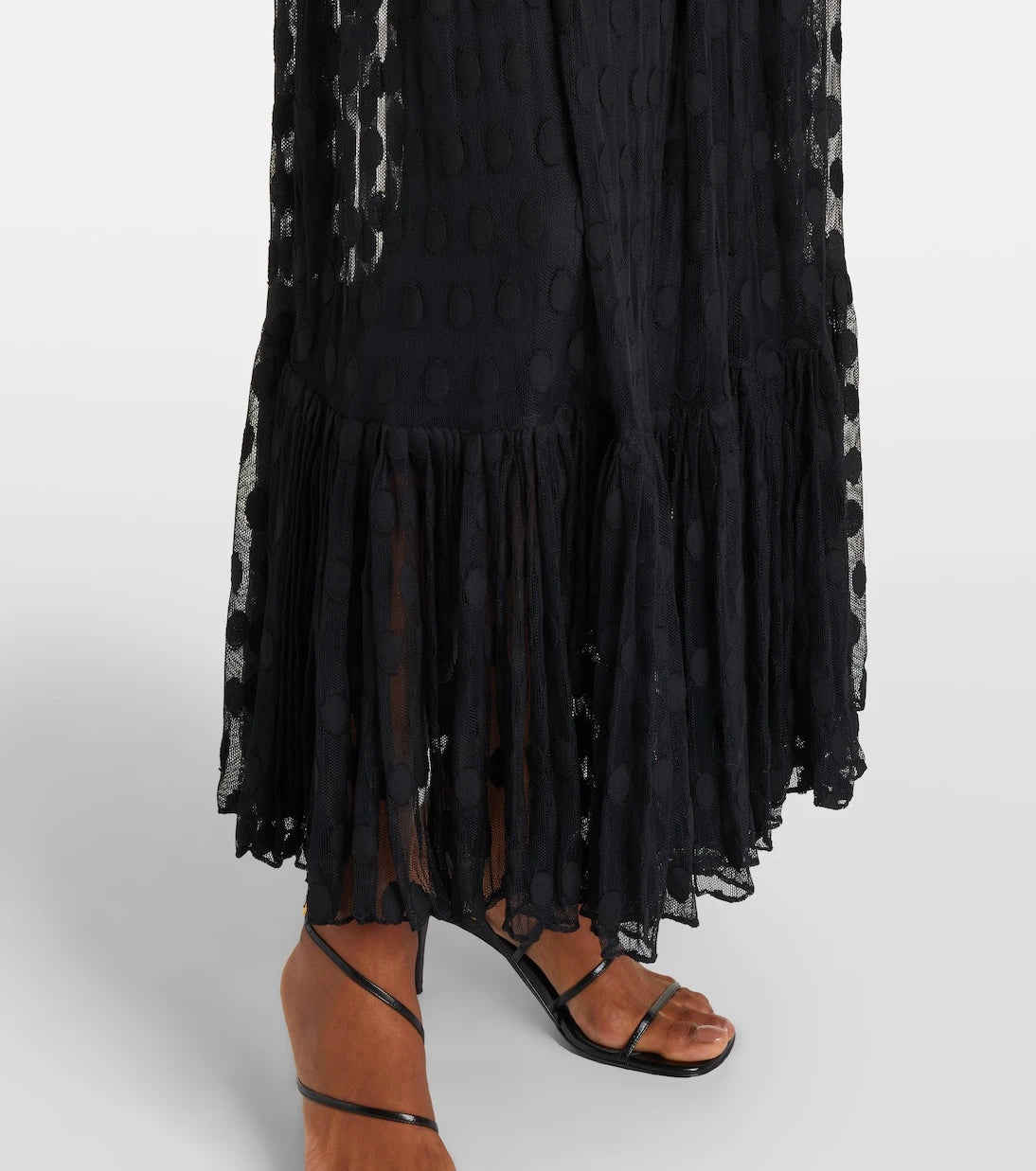 Ulla Johnson - Soraya polka-dot tie-neck mesh maxi dress