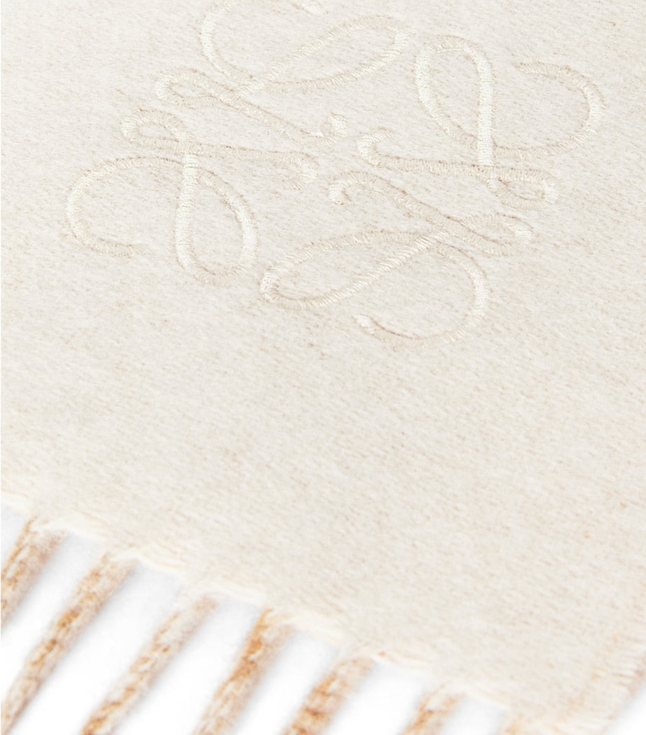 LOEWE White Bicolour Anagram Scarf