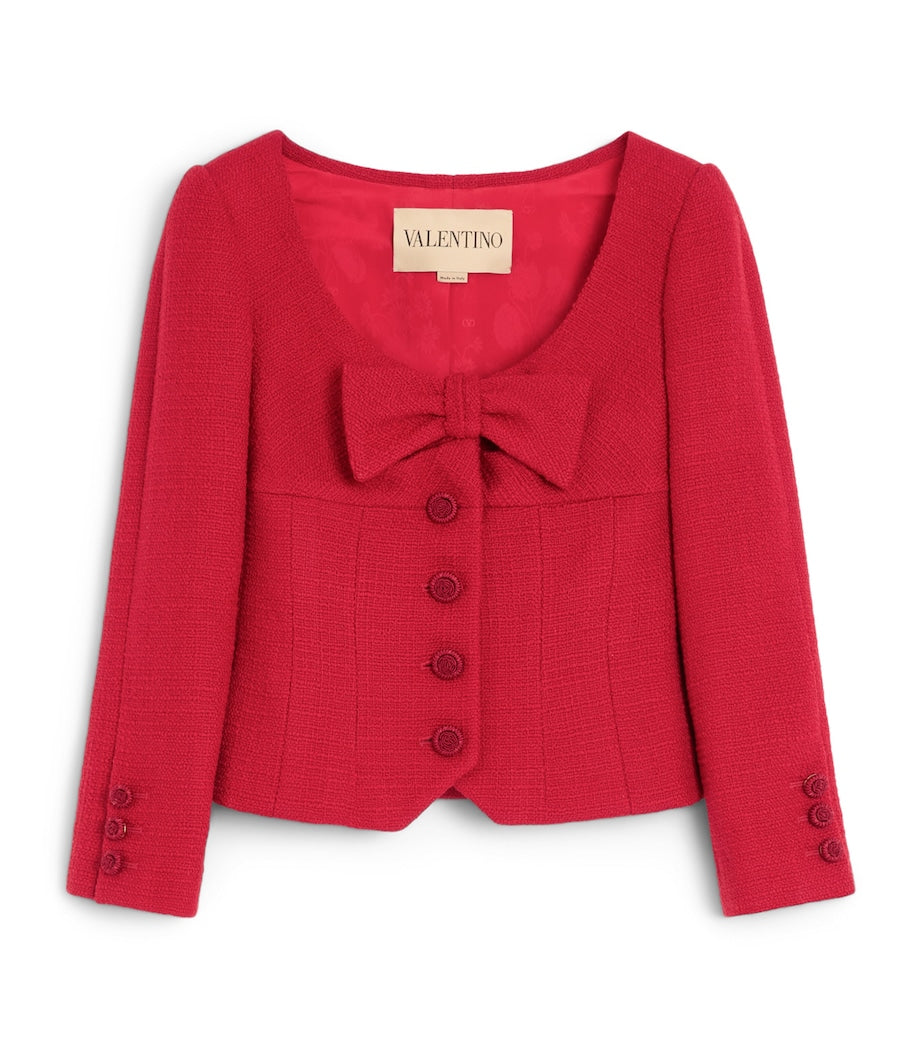 Valentino Red Virgin Wool-Blend Bow Blazer