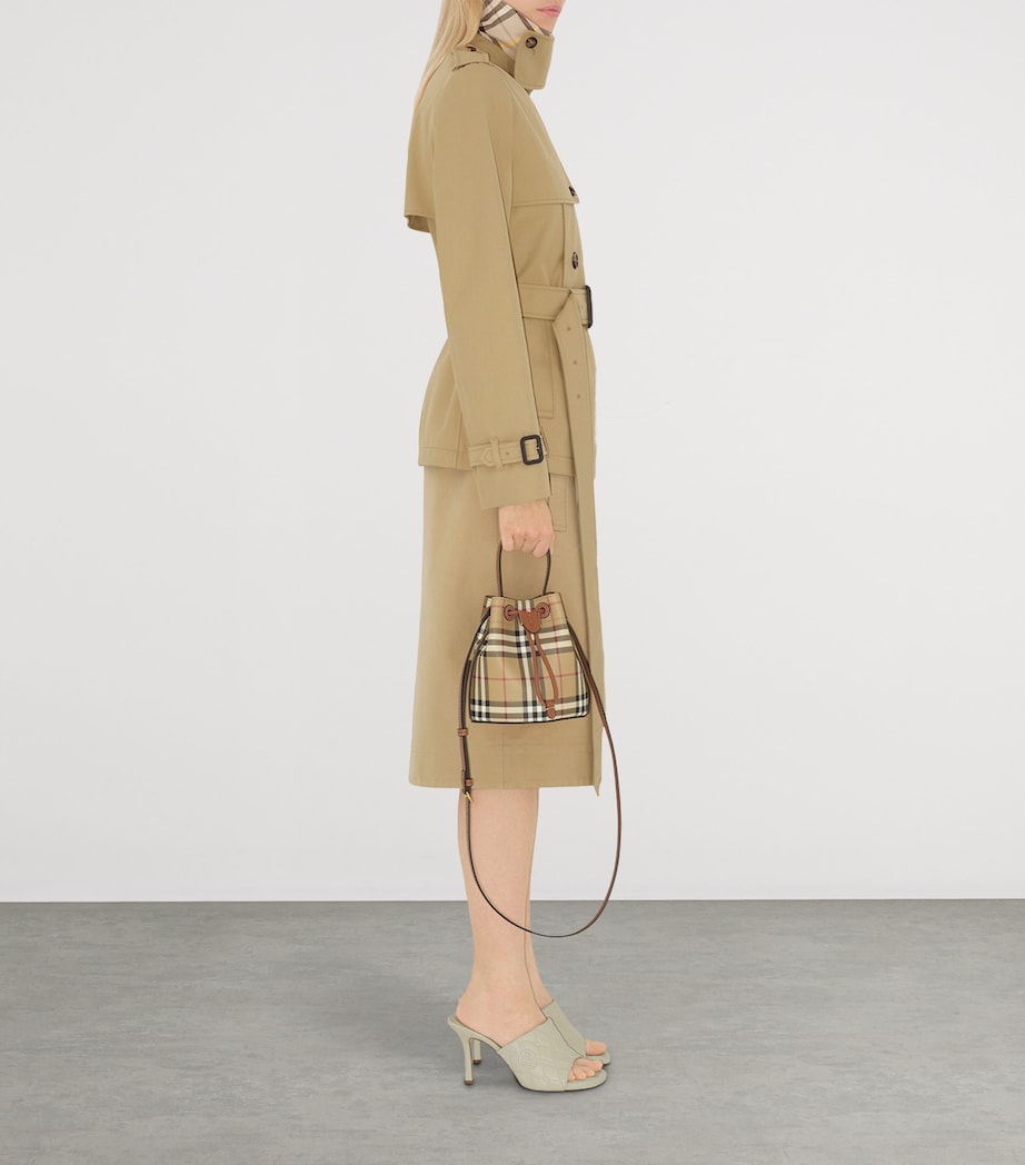 Brown Mini Check Bucket Bag