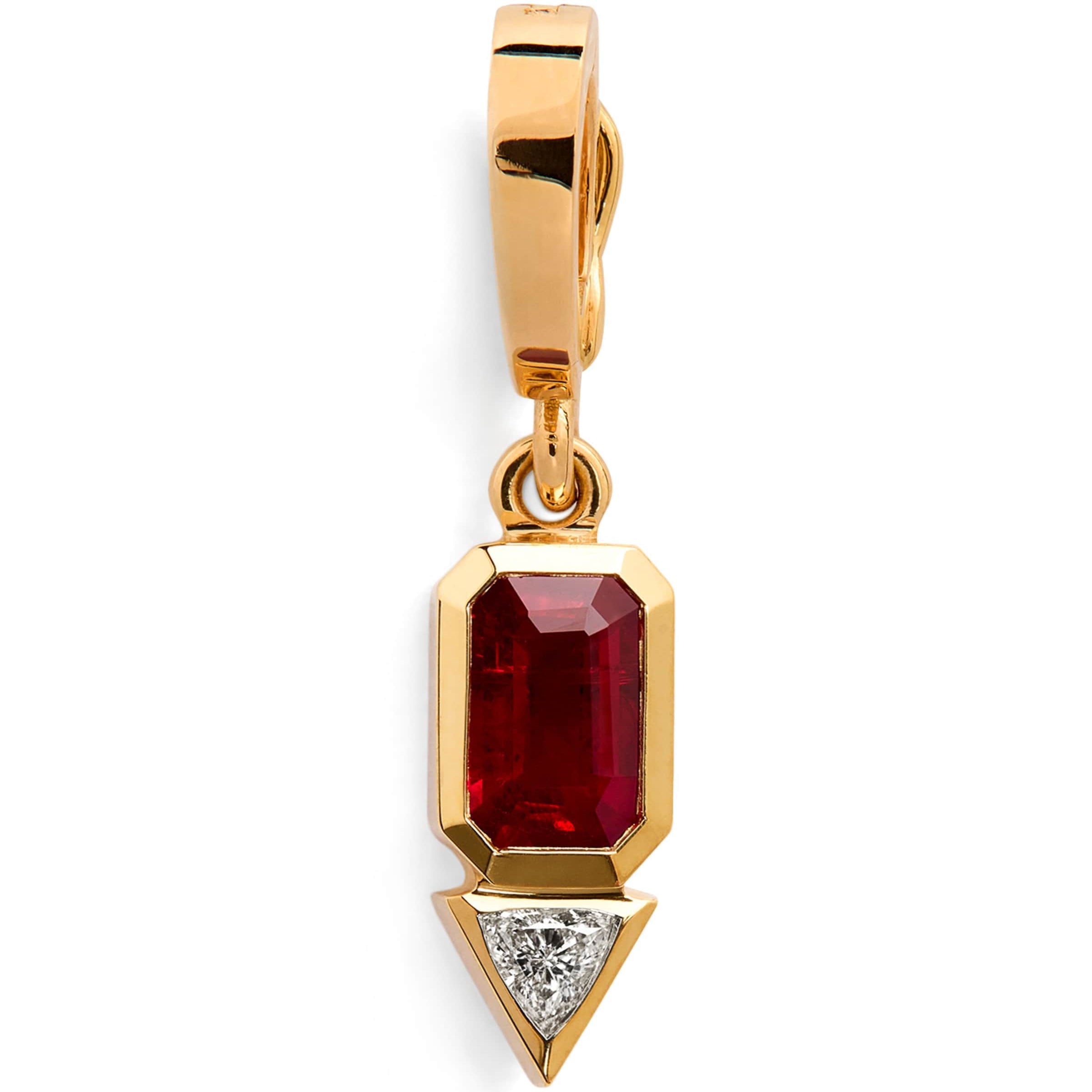 Yellow Gold, Ruby and Diamond July Charm