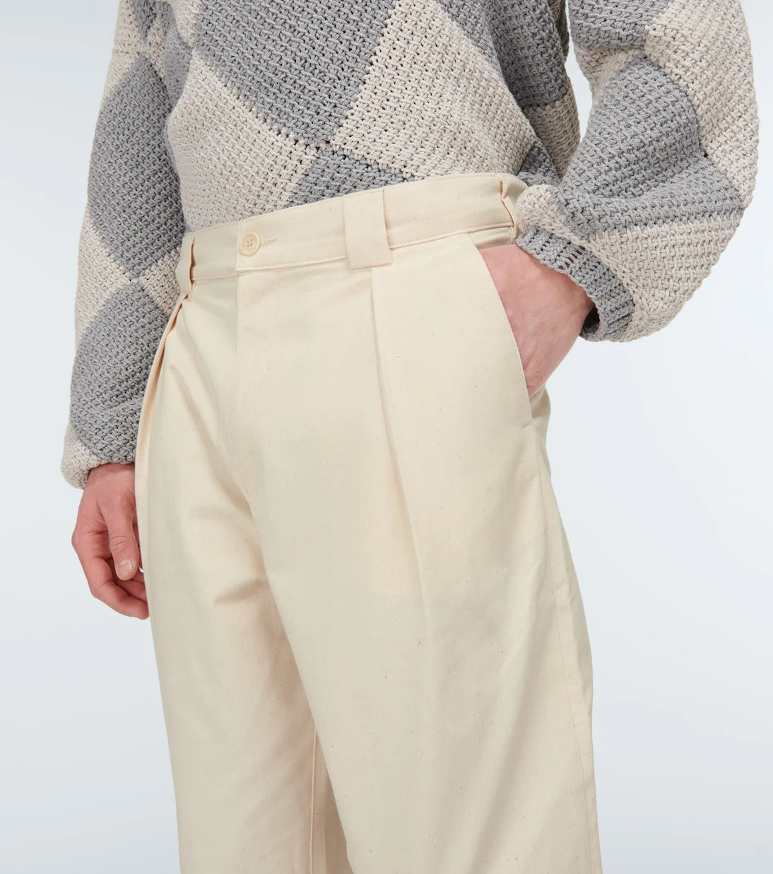 Adish - Embroidered straight cotton pants