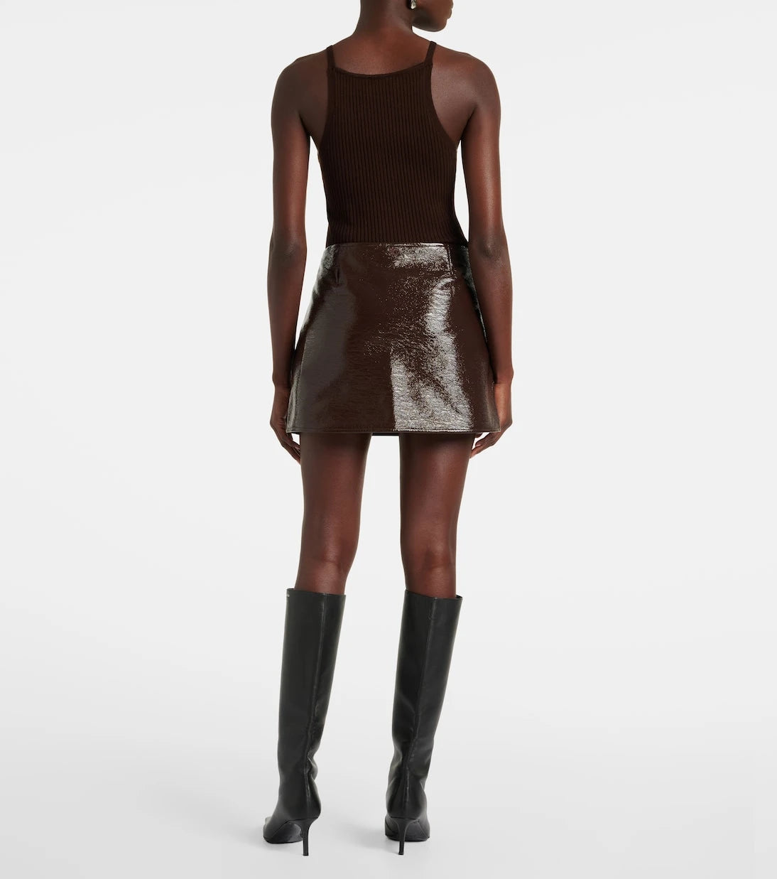 Courrèges - Coated cotton-blend miniskirt