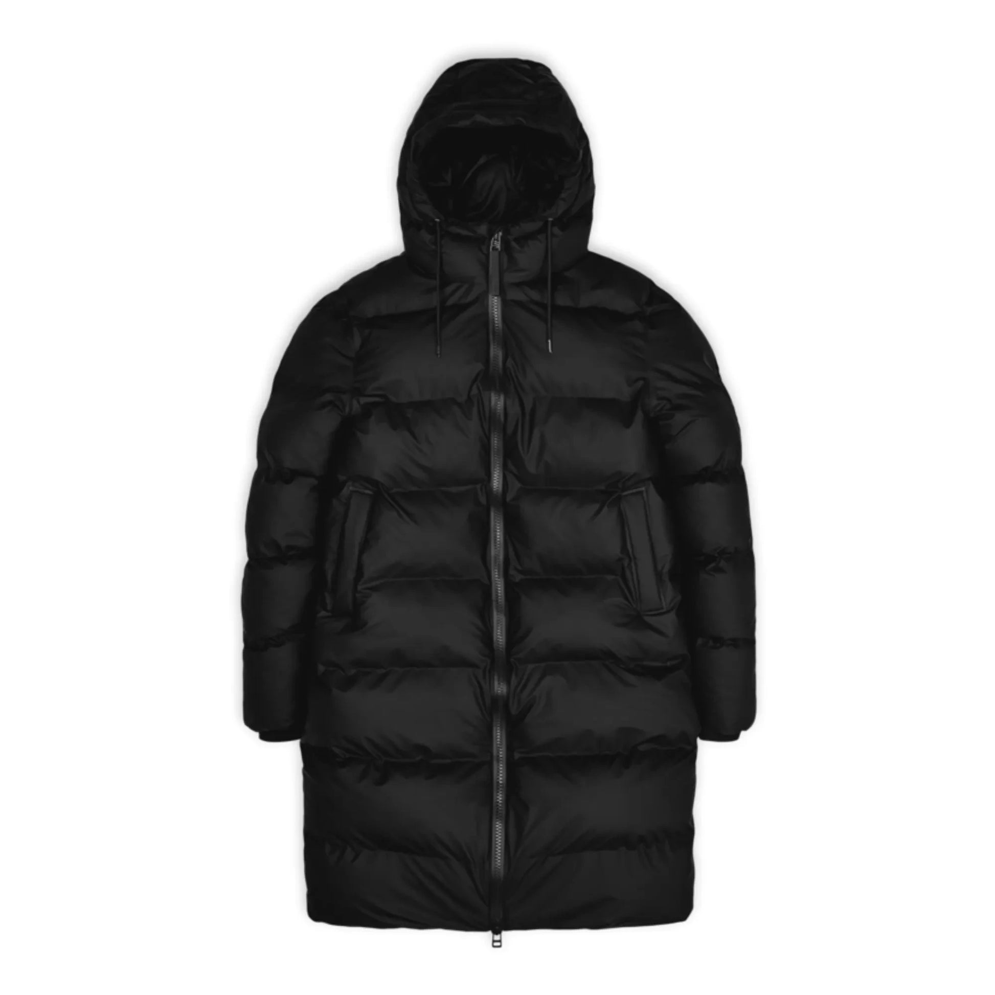 Rains - Long Hooded Puffer Jacket | Black