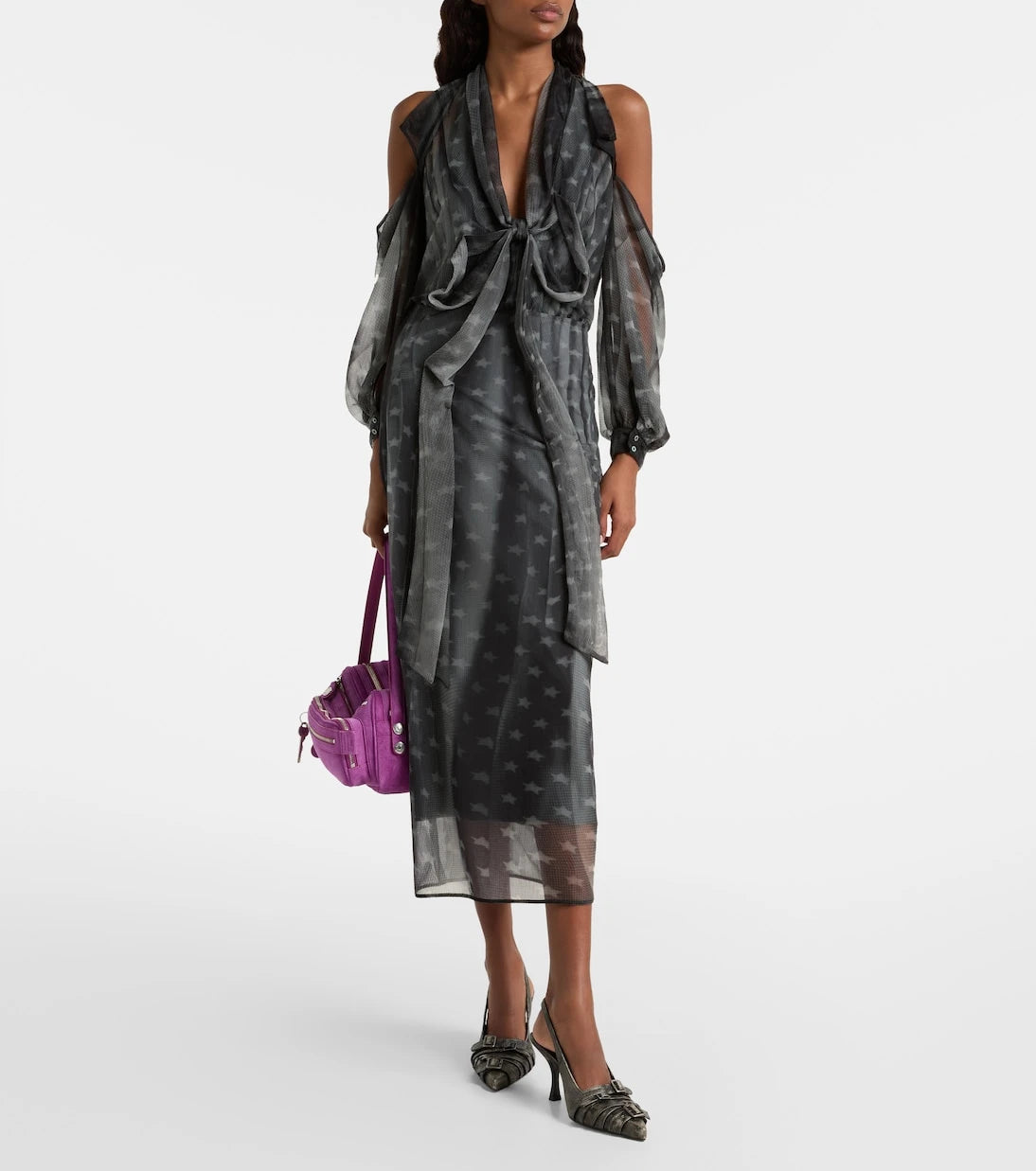 Acne Studios - Draped printed sheer jersey midi dress