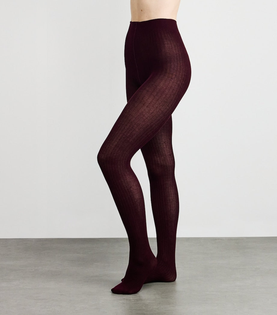 Pink Rib-Knit Tights
