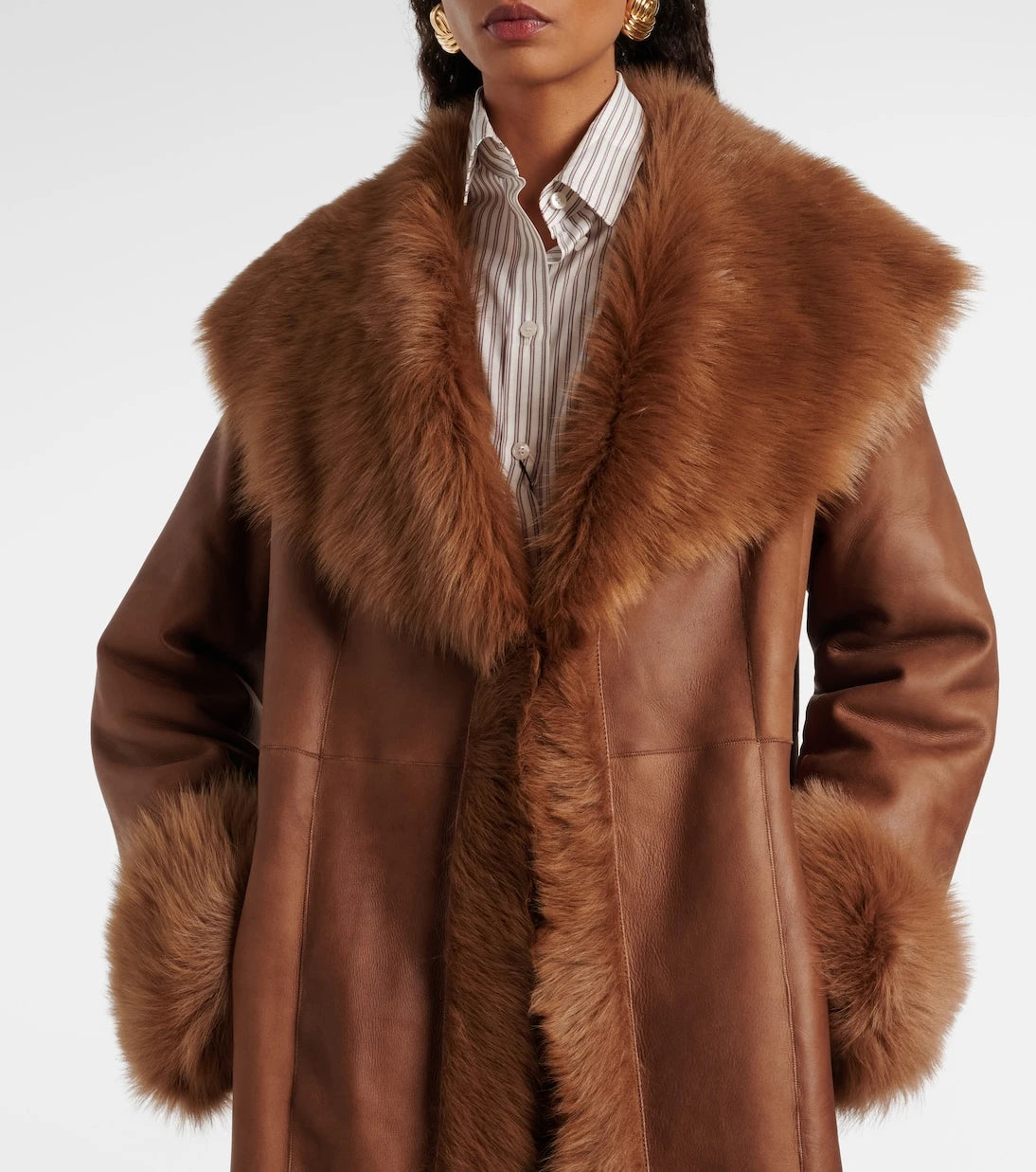 Nour Hammour - Marlene leather and shearling coat