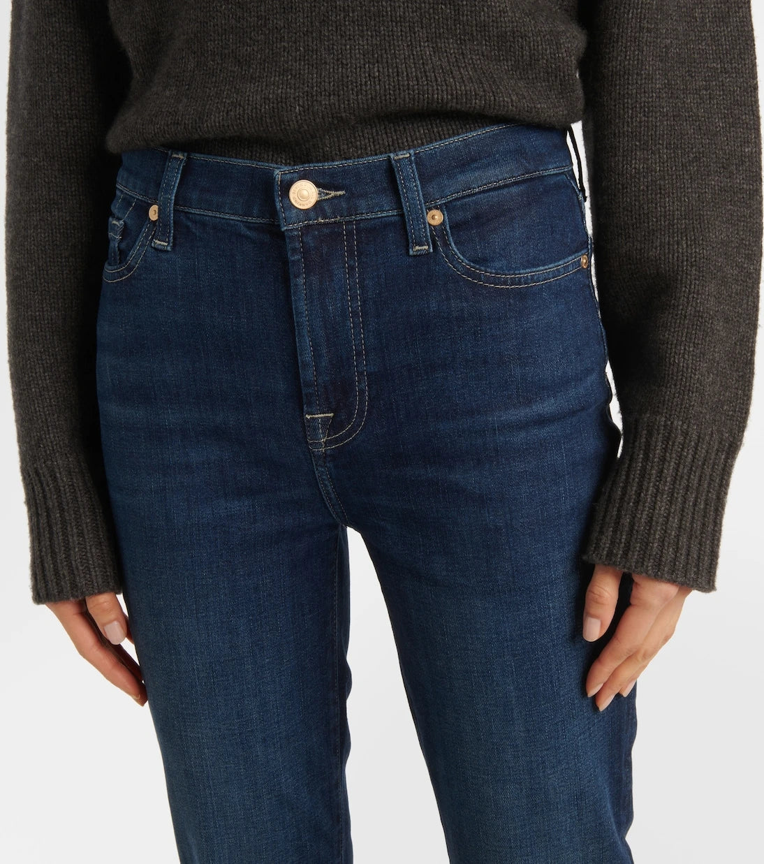 7 For All Mankind - بنطال جينز Ali بقصة flare وخصر مرتفع
