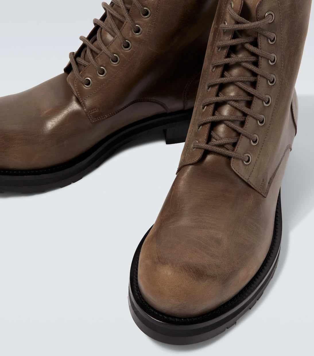 The Row - Distressed leather combat boots