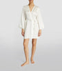 Marjolaine Ivory Silk Lace-Trim Robe