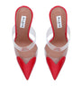 Red Leather Coeur Mules 90