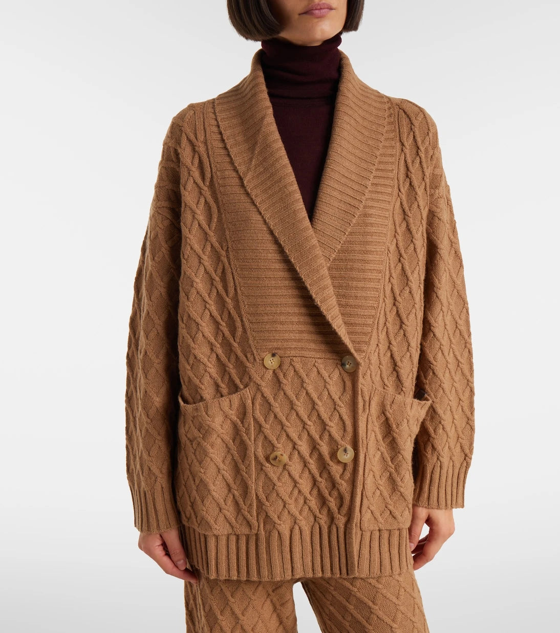 Max Mara - سترة ميركا الصوفية المصنوعة من شعر الجمل بنمط الوافل