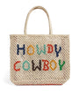 Multi Small Jute Howdy Cowboy Tote Bag