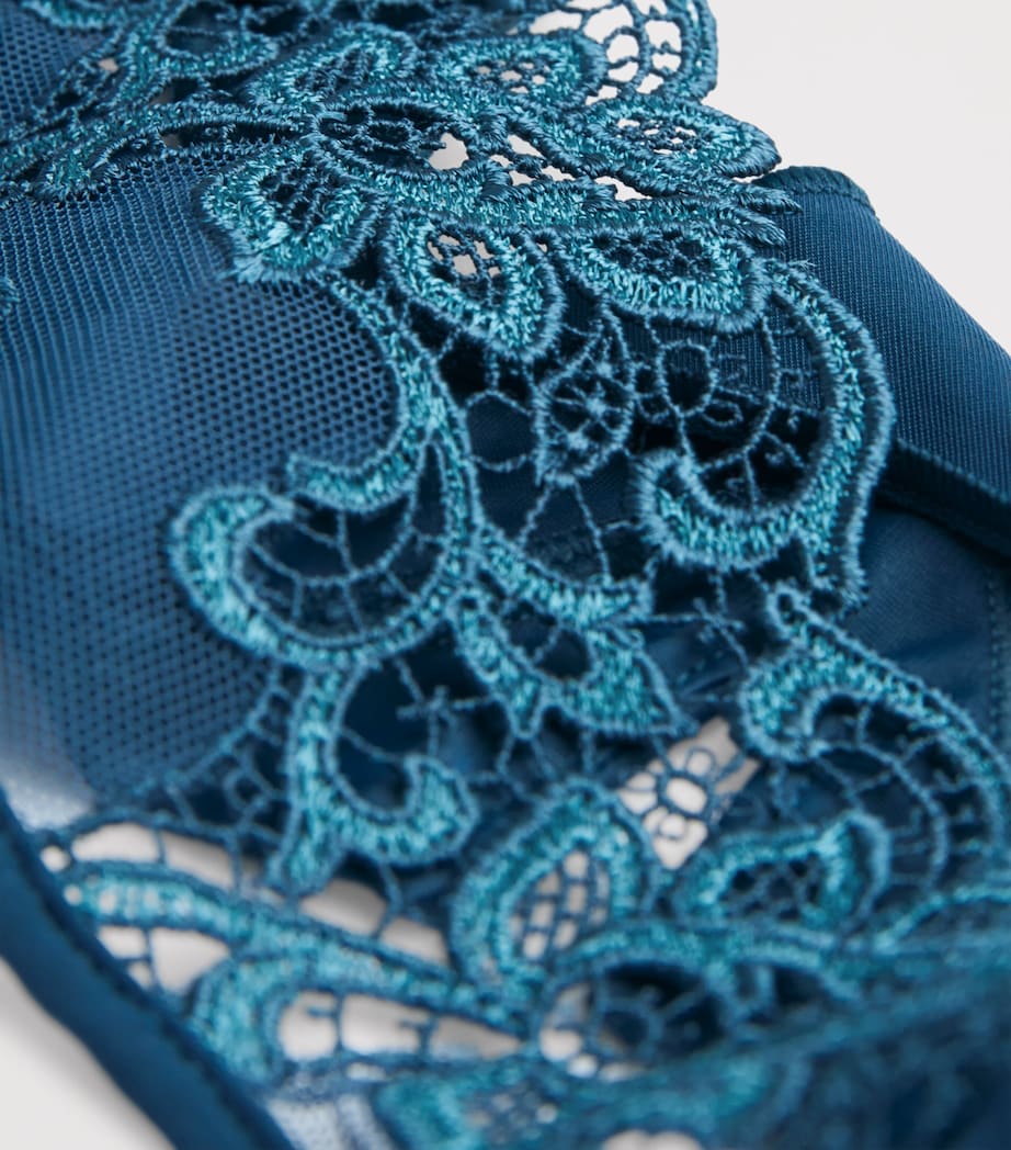 Simone Perele Blue Lace-Trim Saga Thong