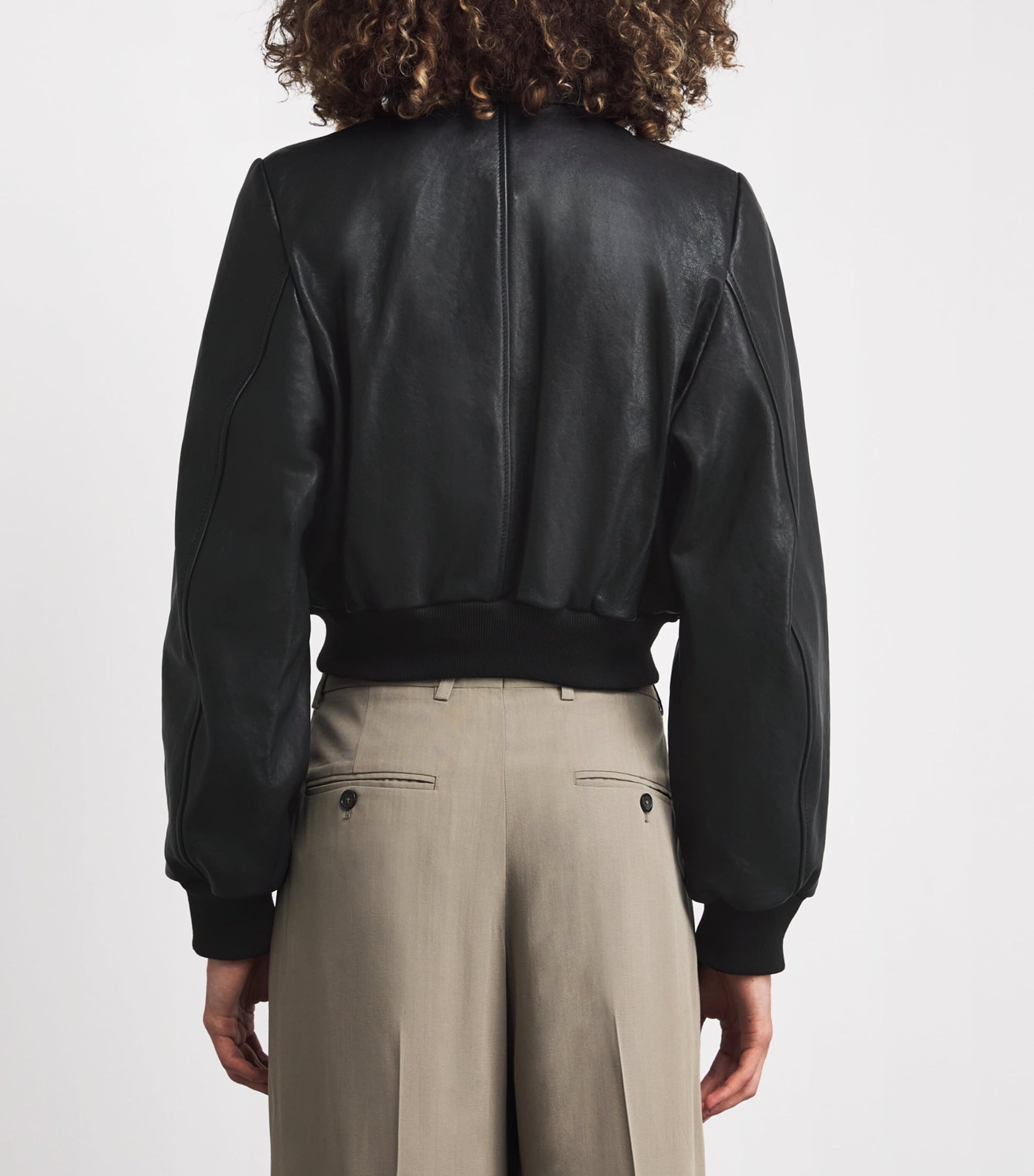 Black The Leather Harrington Bomber Jacket