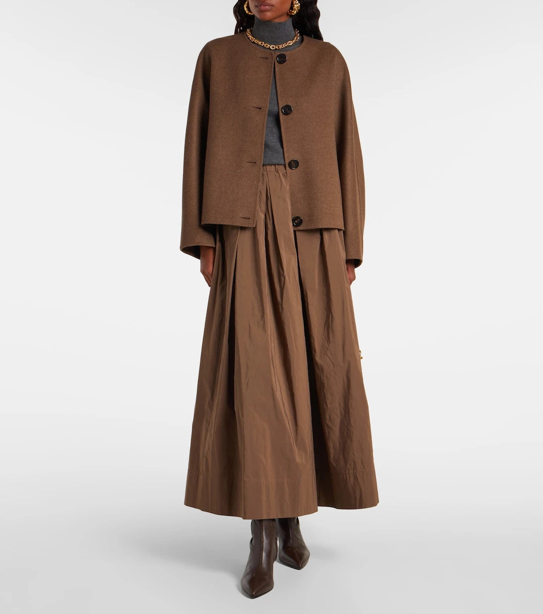 'S Max Mara - تنورة ألويه ماكسي من مزيج القطن