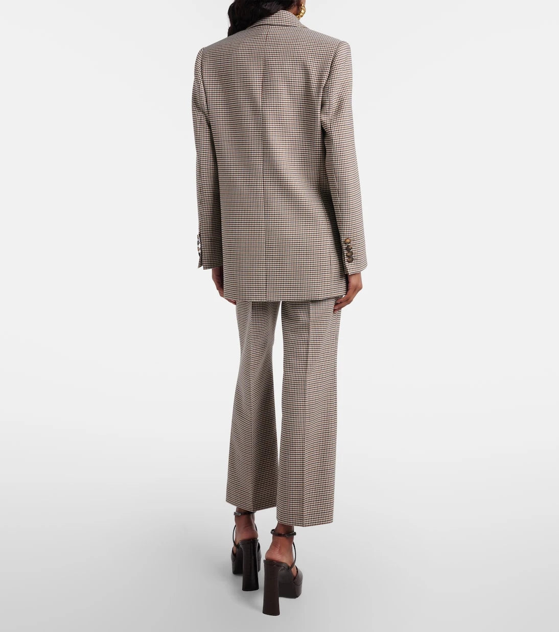 Etro - Checked wool-blend cropped flared pants
