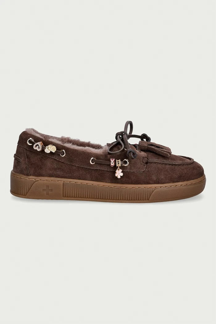 Gio+ kadın süet mokasen Moka