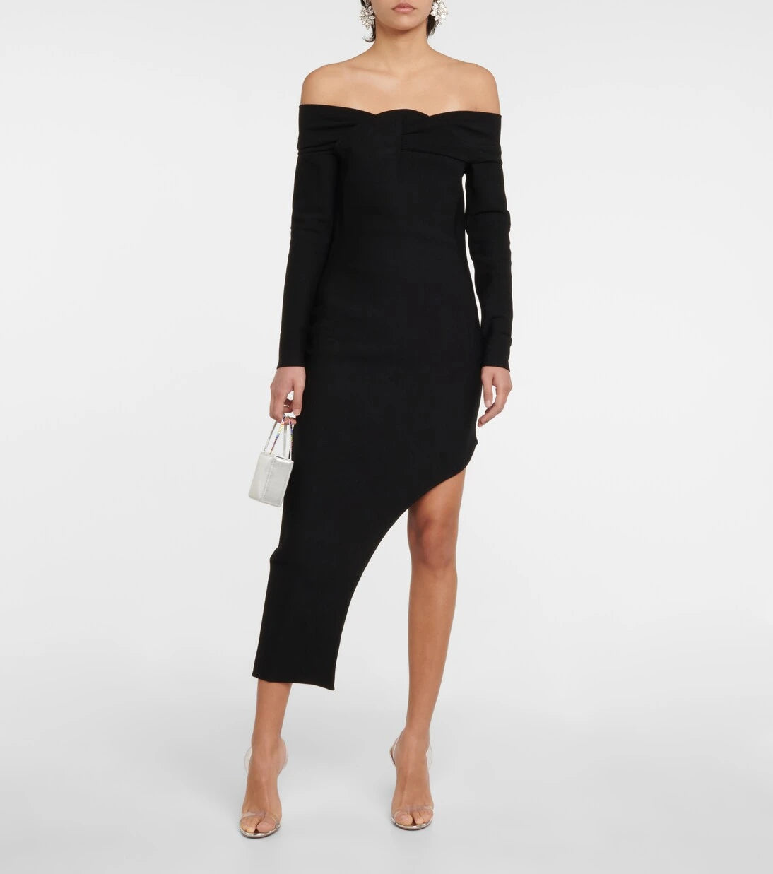 Safiyaa - Belle off-shoulder knit midi dress