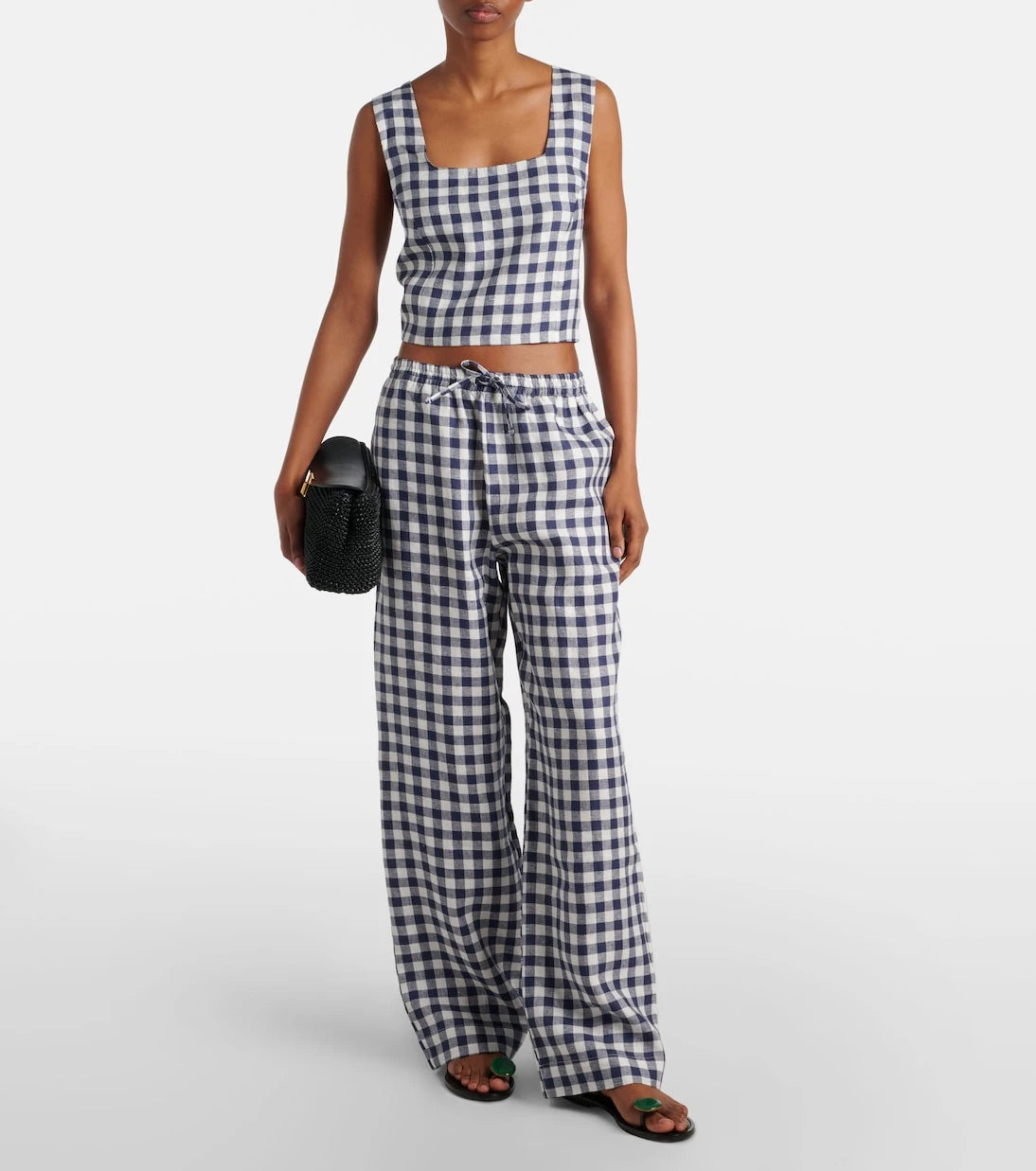 Asceno - Aurelia gingham linen wide-leg pants