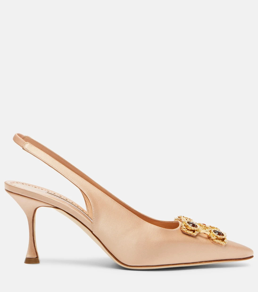Manolo Blahnik - Cupida 70 embellished satin slingback pumps