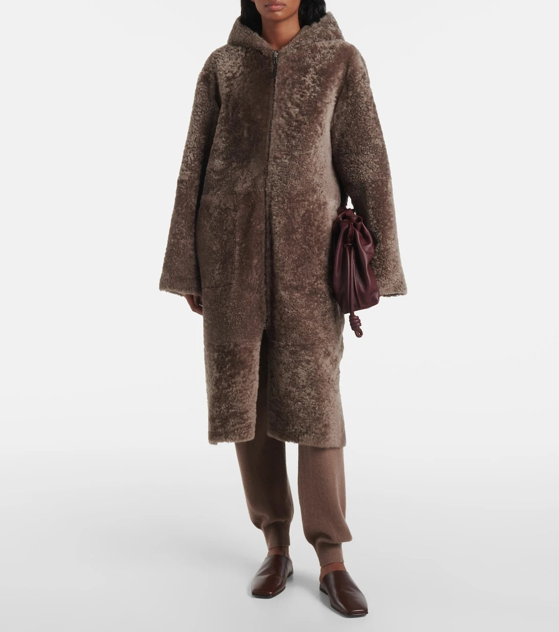 Joseph - Reversible shearling and leather hooded coat