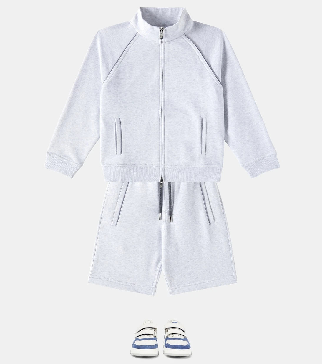 Brunello Cucinelli Kids - أحذية رياضية جلدية مُزيّنة بالشمواه