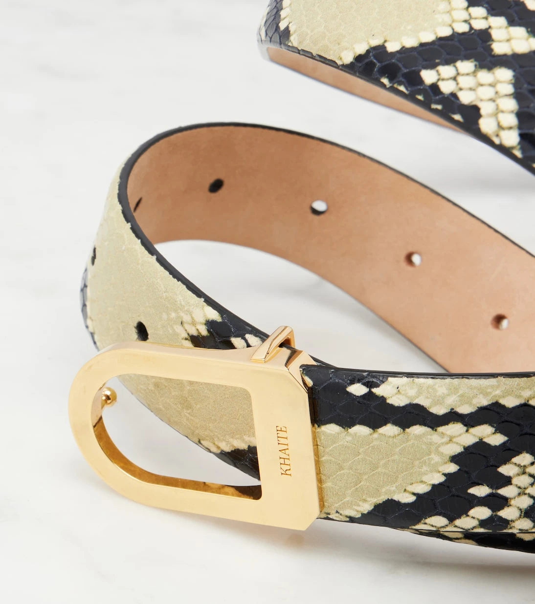 Khaite - Saddle 30mm snake-effect leather belt