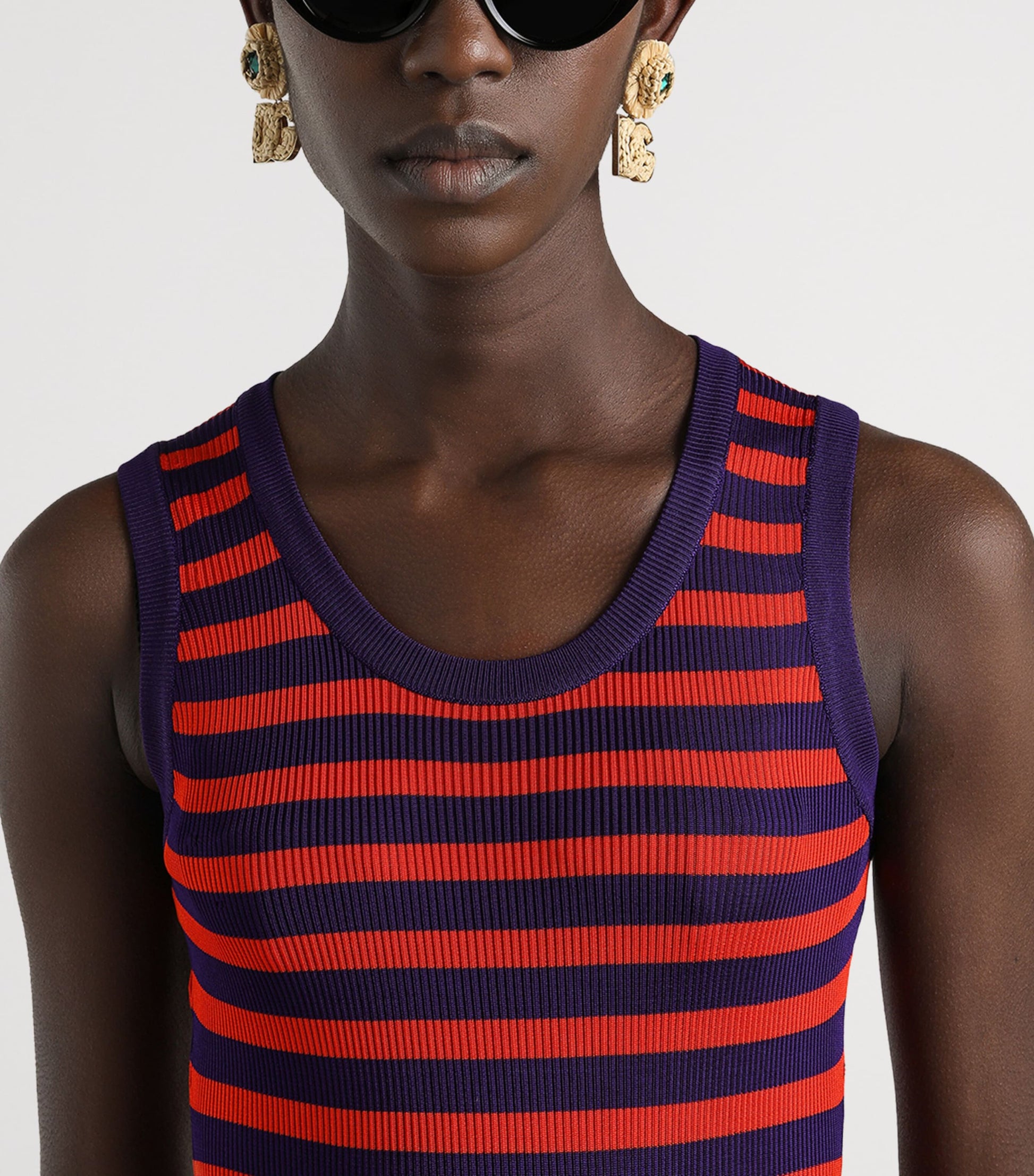 Multi Rib-Knit Stripe Maxi Dress