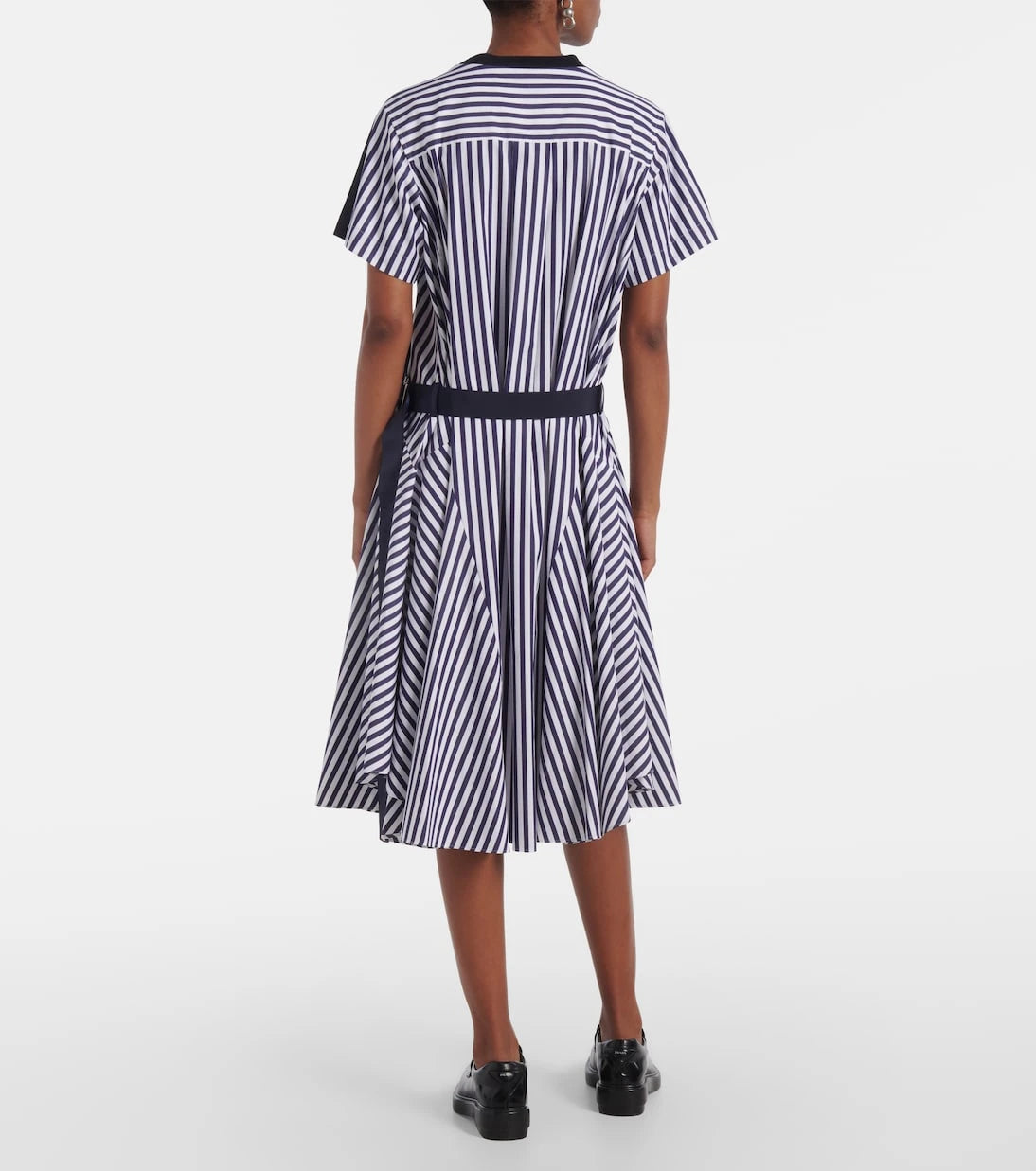 Sacai - فستان قميص قطني مقلم
