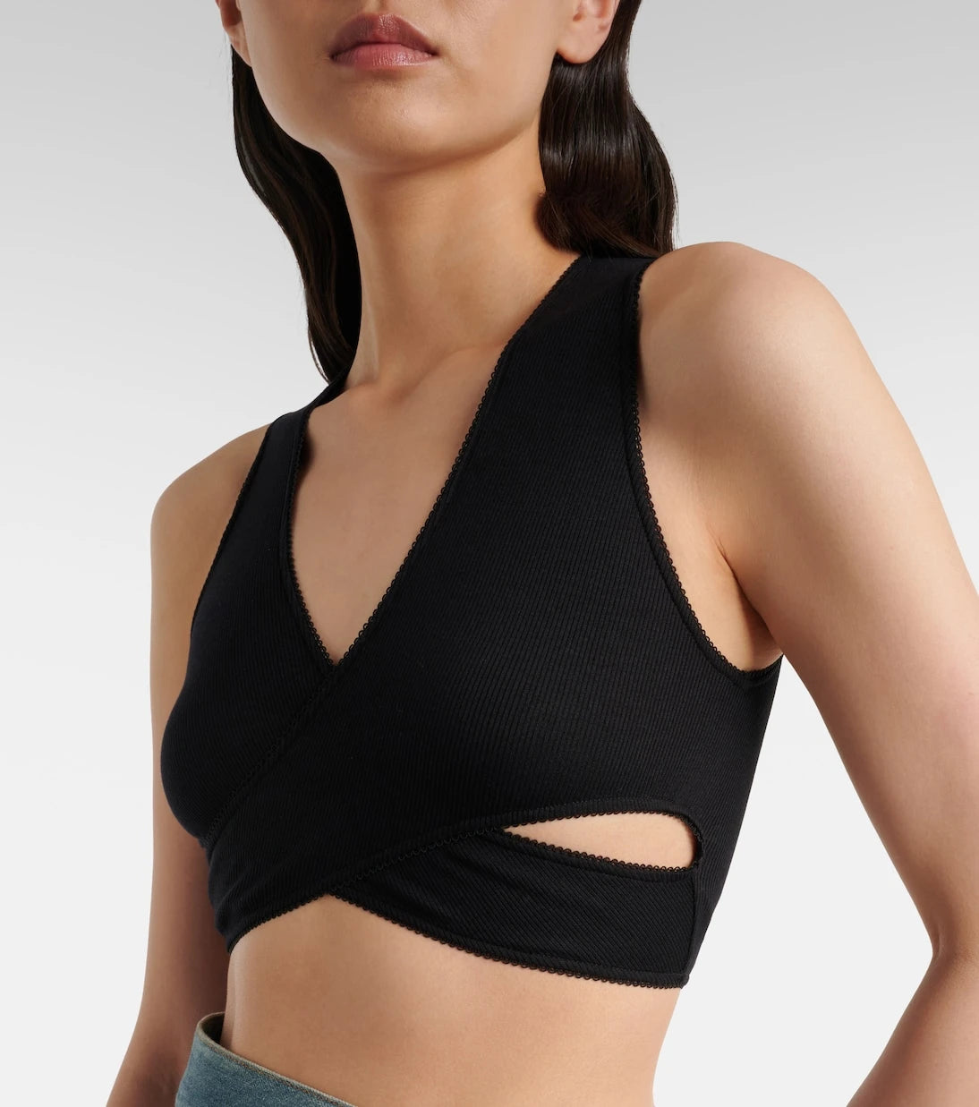 Alaïa - Ribbed-knit jersey crop top