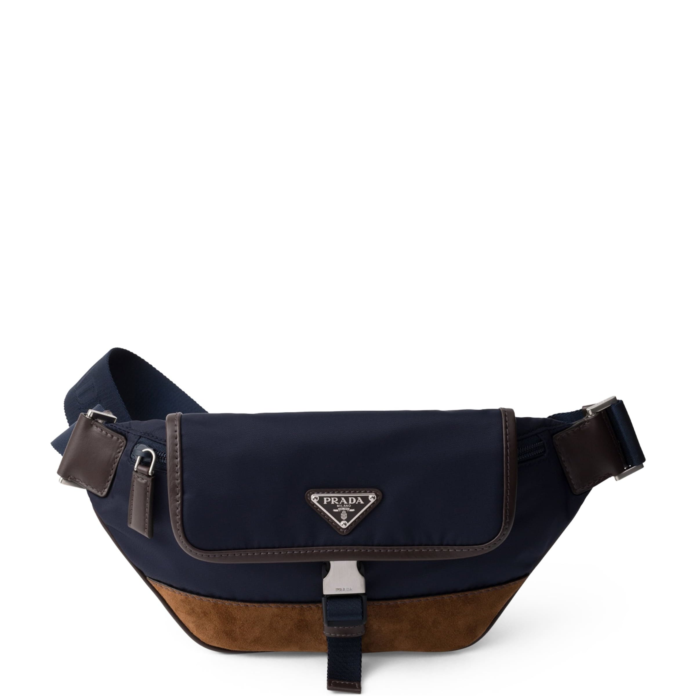 Small Re-Nylon and Leather Cross-Body Bag