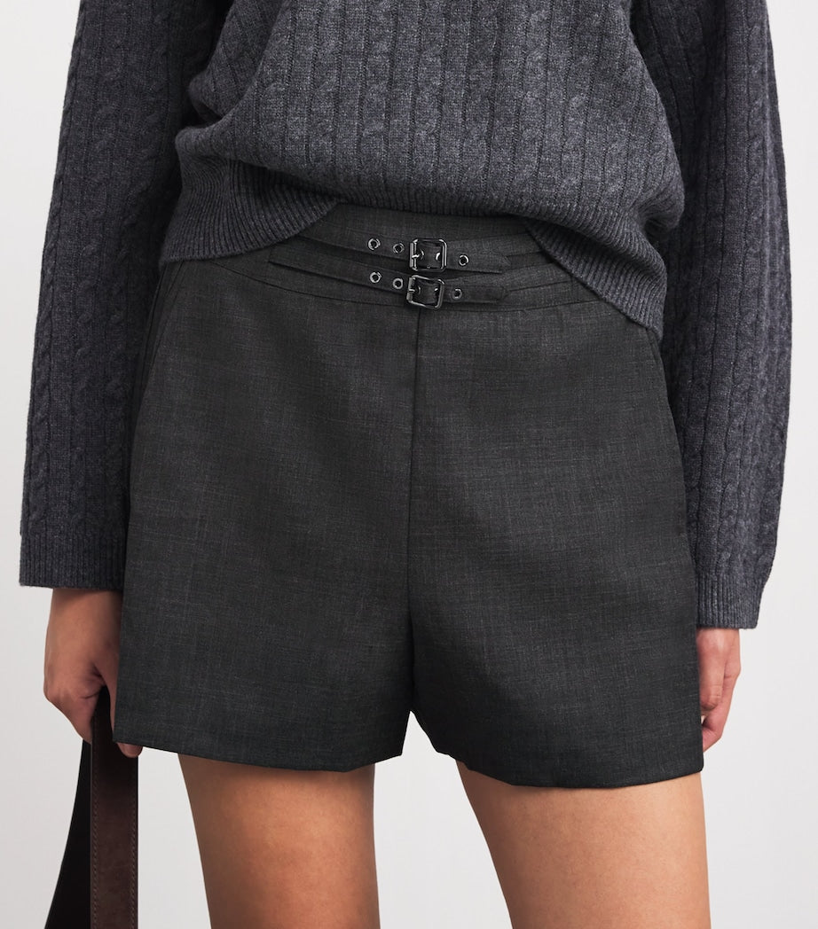 Claudie Pierlot Grey Wide Pleated Shorts