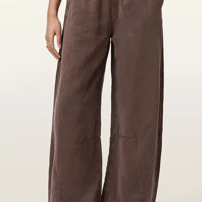 AllSaints kadın geniş paça keten karışımlı pantolon JETT