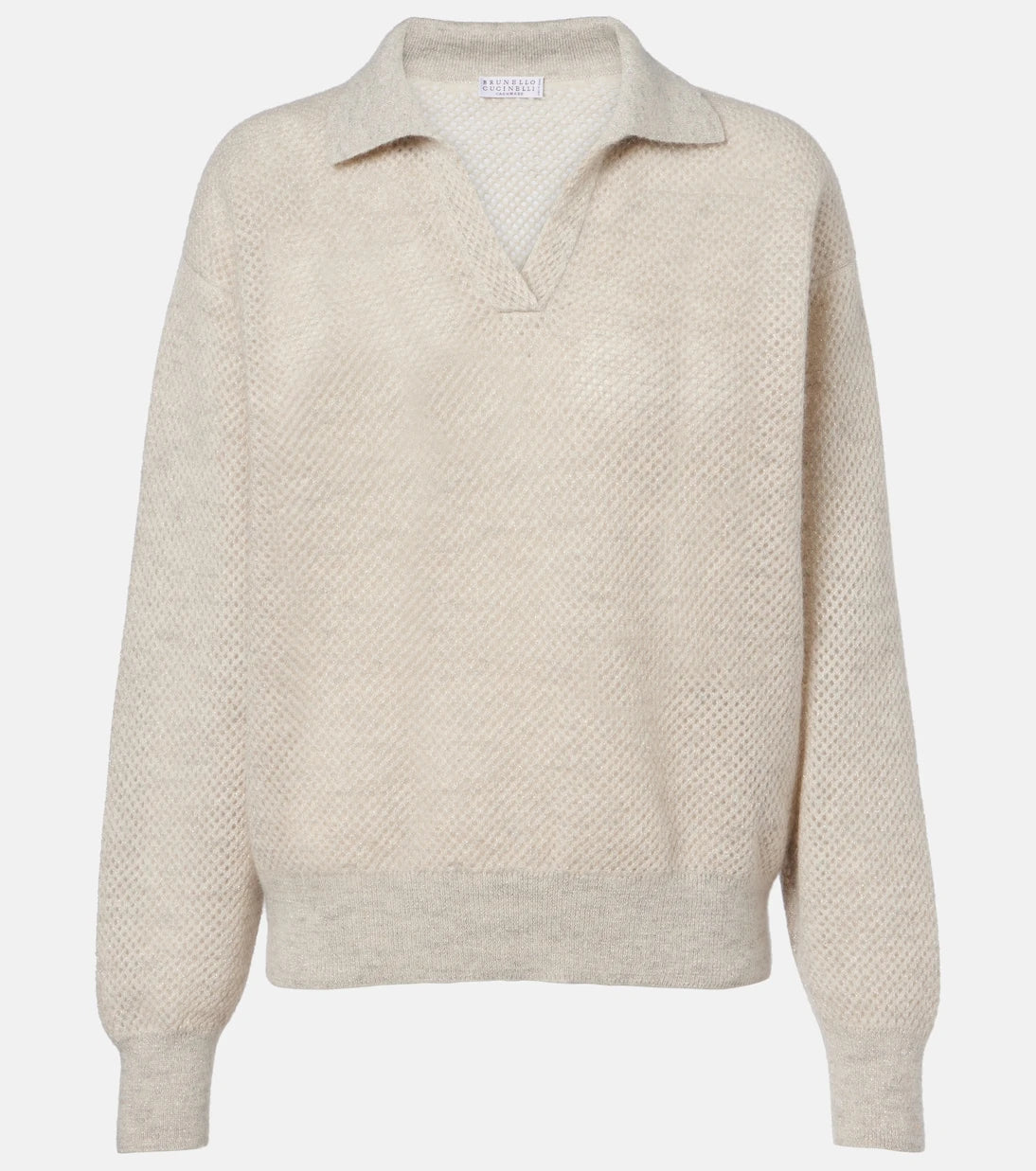 Brunello Cucinelli - Open-knit polo sweater