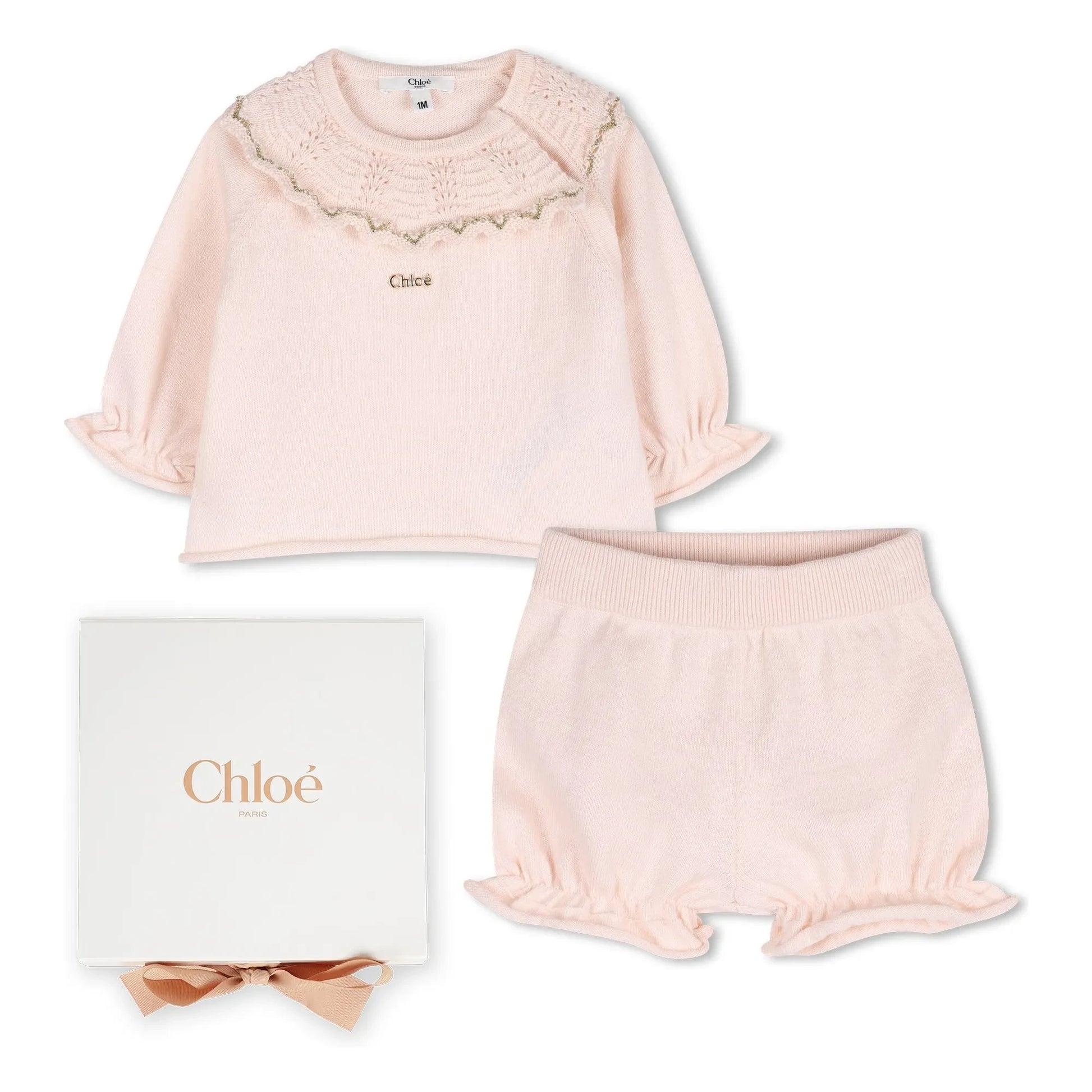 Chloé - Organic cotton sweater and bloomer set | Pink