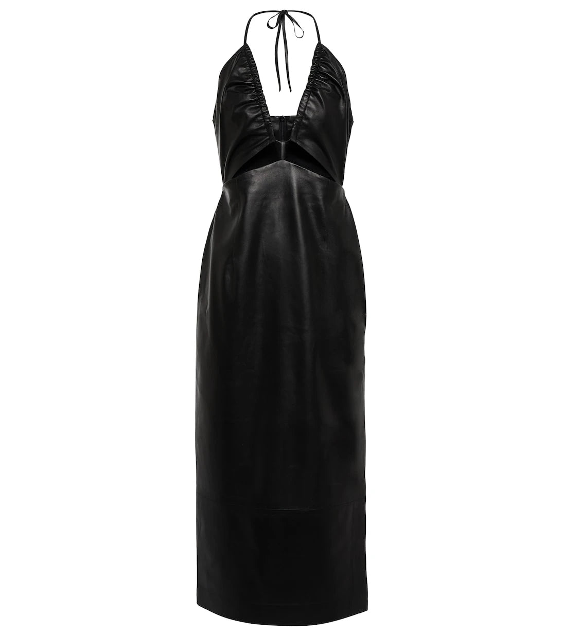 Zeynep Arçay - V-neck leather midi dress