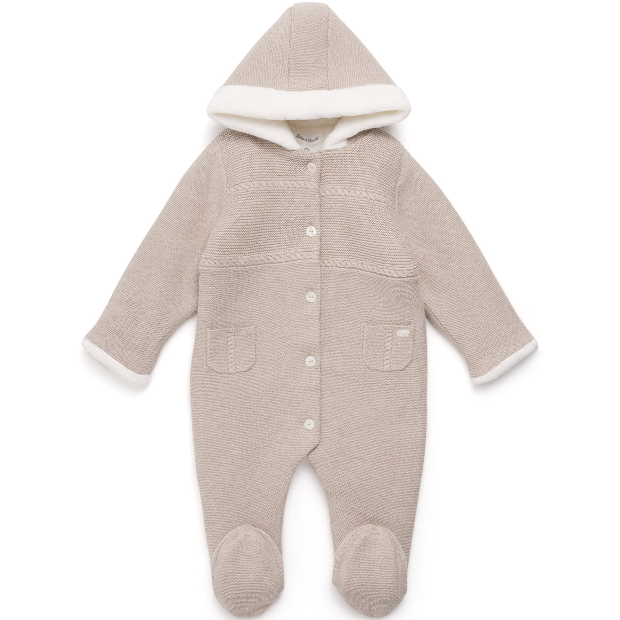 Tartine et Chocolat Cotton-Wool-Cashmere Hooded All-In-One (1-18 Months)