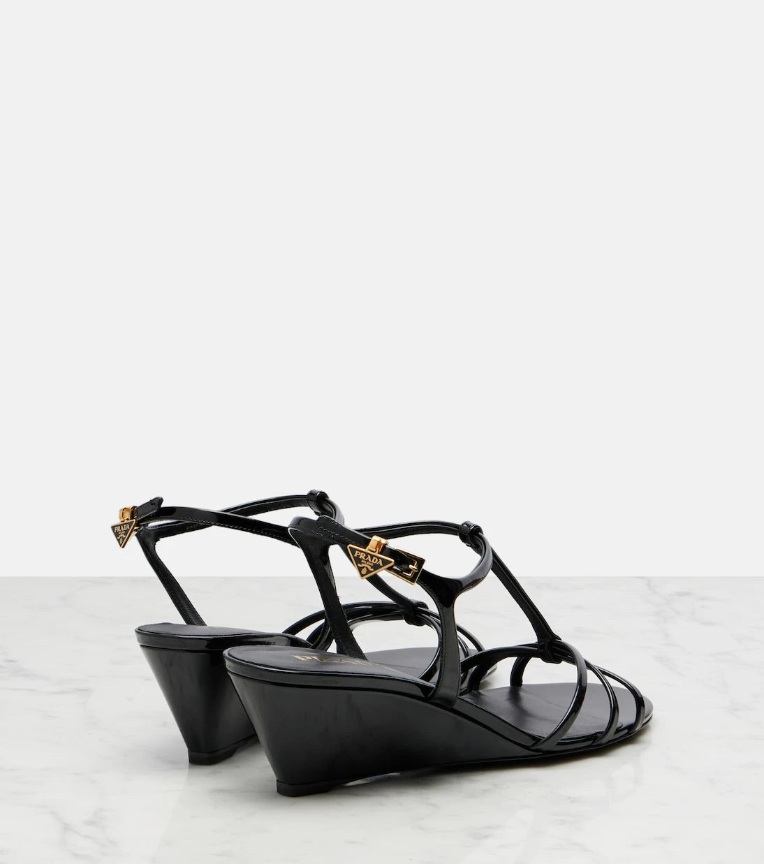 Prada - Patent leather wedge sandals