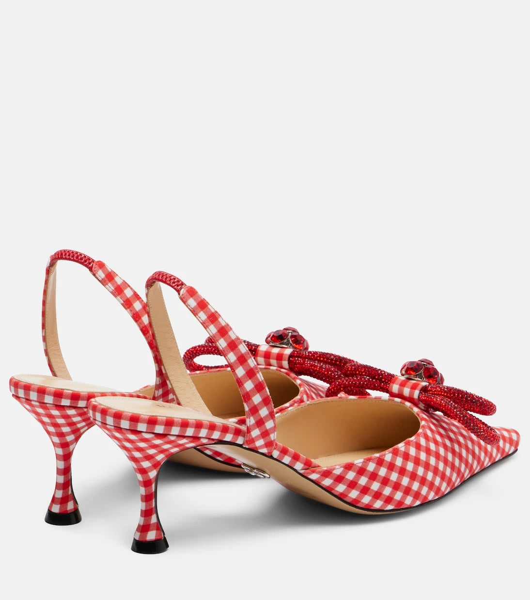 Mach & Mach - Double Bow gingham slingback pumps