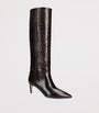 Paris Texas Brown Croc-Embossed Leather Stiletto Boots 60