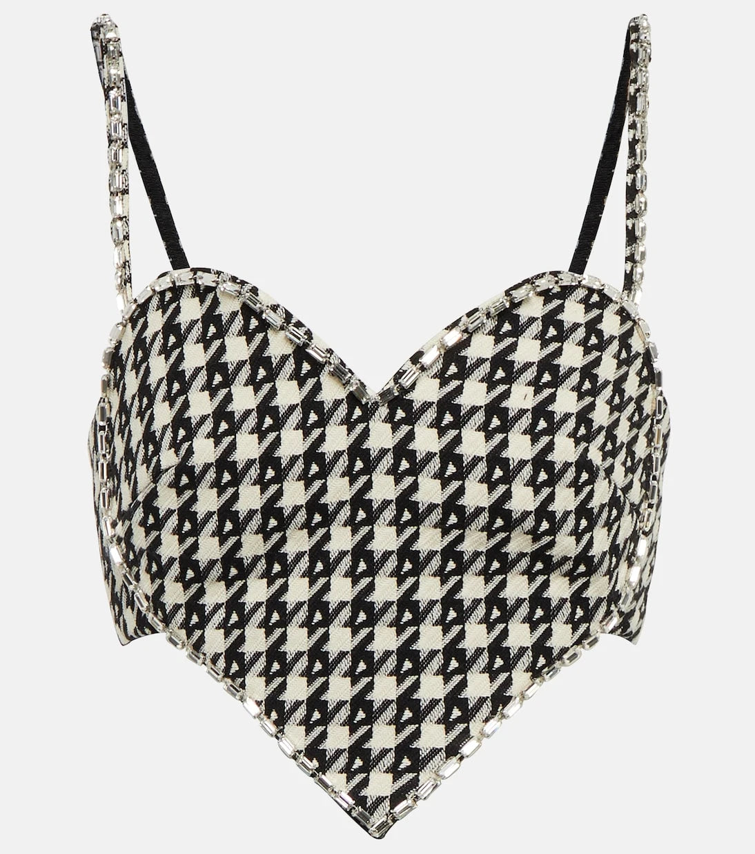 Area - Embellished checked crop top