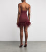 Oséree Burgundy Lumière Feather Mini Dress